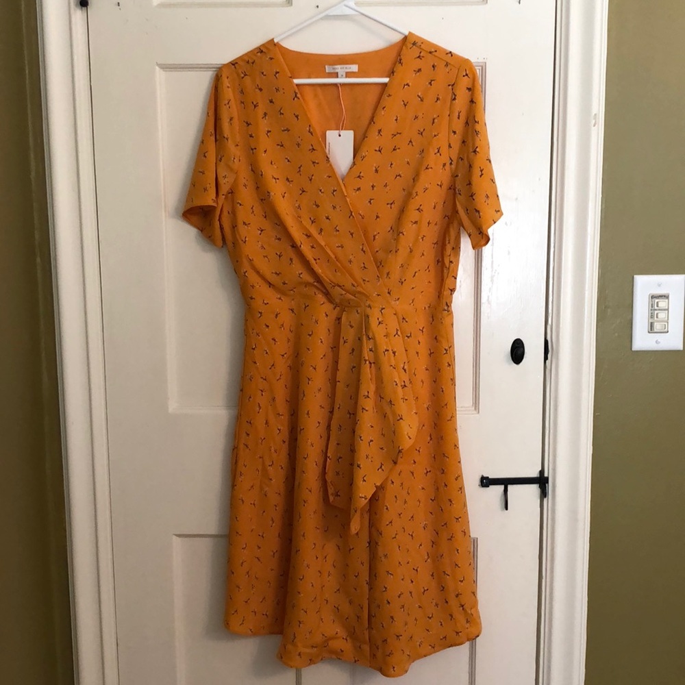 Mustard yellow patterned dress